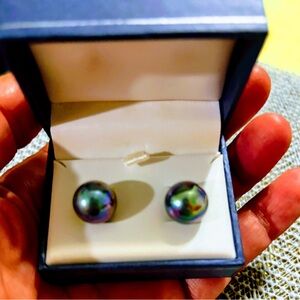 MEN’S NWT LARGE 12mm Genuine Tahitian Pearl Stud Earrings